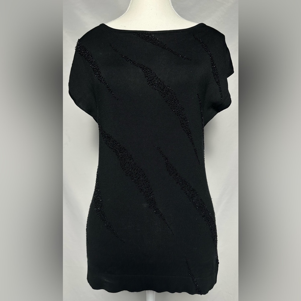 GRUPPO AMERICANO Vintage Silk Blend Beaded Claw Mark Short Sleeve Top Size M‎